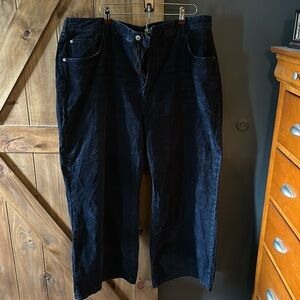 Anthropologie dark navy blue wide leg corduroy pants, size 24W Plus.